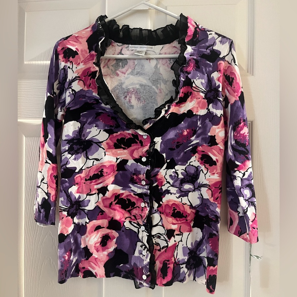 Sarah Spencer Pink and Purple Floral Blouse